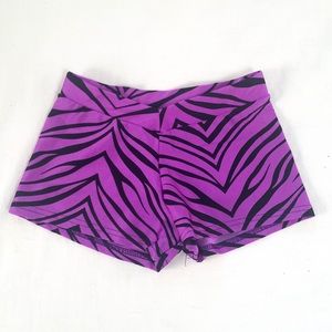 Pizzazz black and purple zebra dance shorts